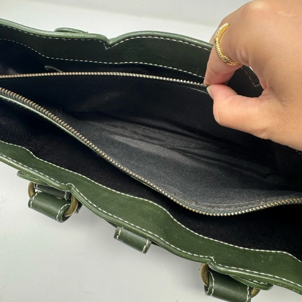 Celine Boogie Bag Vintage Green Leather Top Handle Handbag